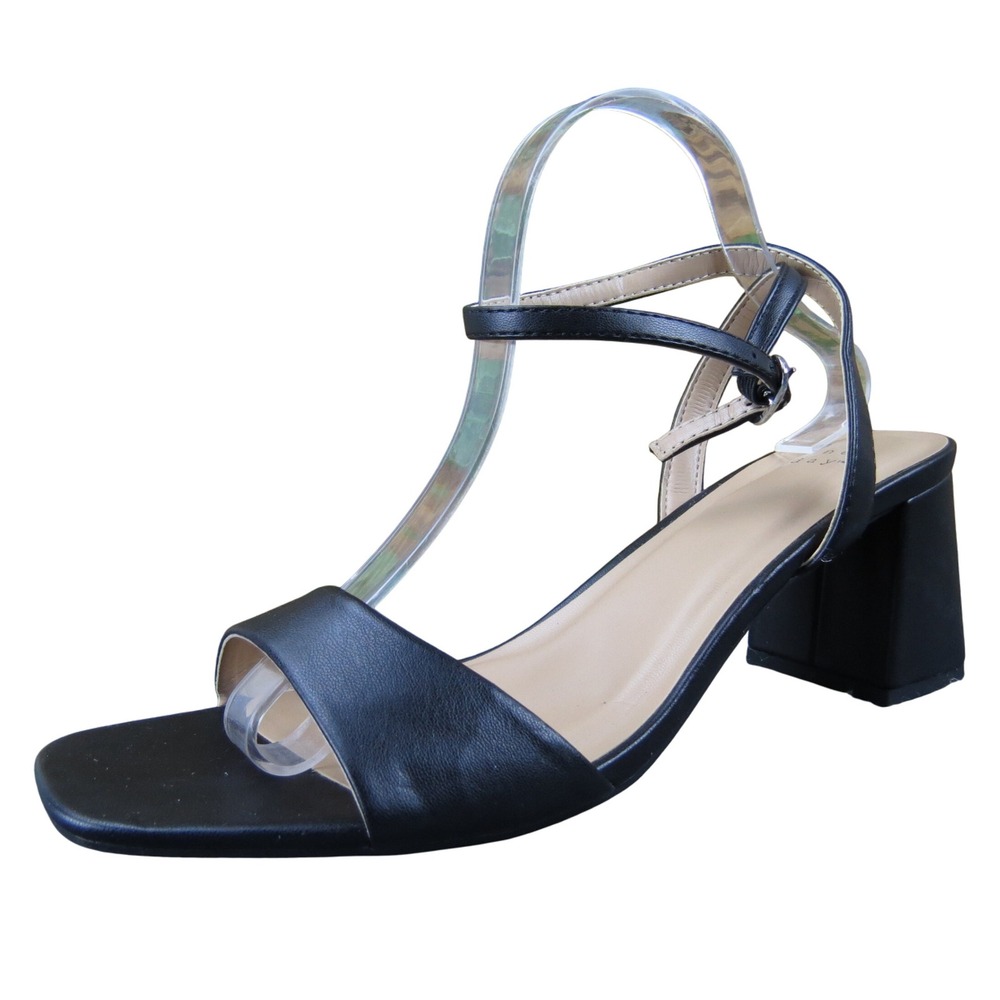 A New Day Black Synthetic Women's 11 Block Heel Sandal Strappy‎ Dress Shoe